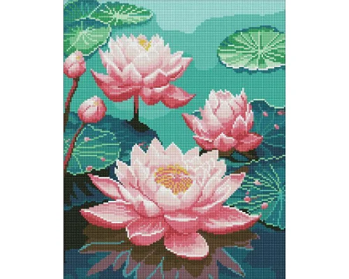 Алмазна мозаїка Рожеві лілії з голограмними стразами art_selena_ua 40х50 Ідейка (AMO7771)