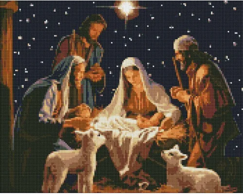 Алмазна мозаїка Таїнство Різдва з голограмними стразами art_selena_ua 40х50 Ідейка (AMO7858)