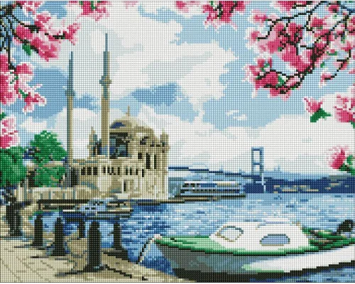 Алмазна мозаїка Яскравий Стамбул з голограмними стразами 40х50 Ідейка (AMO7734)