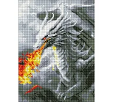 Алмазна мозаїка без підрамника Вогнедишний дракон з голограмними стразами art_selena_ua 30х40 Ідейка (AMC7832)