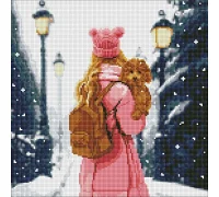 Алмазна мозаїка без підрамника Зимове місто з голограмними стразами art_selena_ua 40х40 Ідейка (AMC7827)
