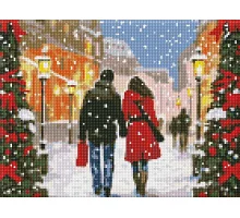 Алмазна мозаїка без підрамника Різдвяна атмосфера з голограмними стразами art_selena_ua 30х40 Ідейка (AMC7818)