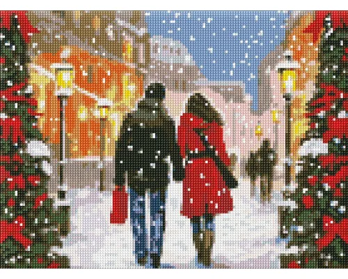 Алмазна мозаїка без підрамника Різдвяна атмосфера з голограмними стразами art_selena_ua 30х40 Ідейка (AMC7818)