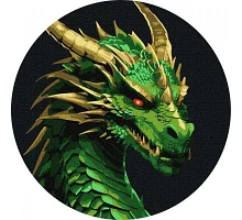 Кругла Картина за номерами Зелений дракон art_selena_ua d19 Ідейка (KHO-R1053)