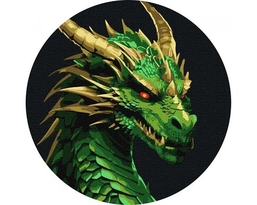 Кругла Картина за номерами Зелений дракон art_selena_ua d19 Ідейка (KHO-R1053)