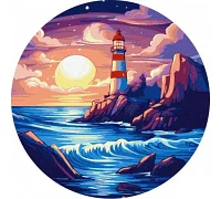 Кругла Картина за номерами На березі океану art_selena_ua d26 Ідейка (KHO-R1044)