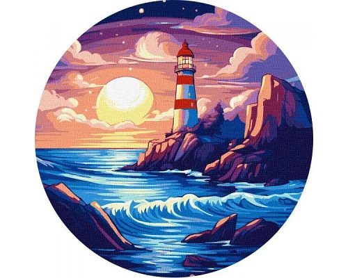 Кругла Картина за номерами На березі океану art_selena_ua d26 Ідейка (KHO-R1044)