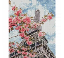 Алмазна картина Цвітіння сакури у Парижі розміром 40х50 см Strateg FA40905
