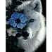 Алмазна мозаїка Білий вовк у квітках без підрамника розміром 40х50 см Strateg (JSFH85892)
