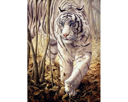 Алмазна мозаїка Білий тигр без підрамника розміром 30х40 см Strateg (GD86104)