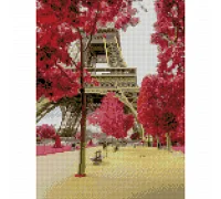 Алмазна мозаїка Вежа в Парижі серед дерев 30х40 см Strateg HX113