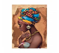 Алмазна мозаїка Дівчина з Африки 40х50 см Strateg FA20190