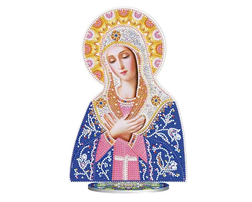 Алмазна мозаїка Ікона Божої Матері на підставці розміром 30х30 см Strateg (BJP202)