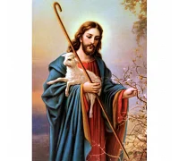 Алмазна мозаїка Ісус Христос пастир без підрамника розміром 30х40 см Strateg (JSDF79548)