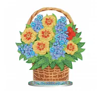 Алмазна мозаїка Квіти в кошику на підставці розміром 30х30 см Strateg (BJP10)