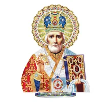 Алмазна мозаїка Святий Миколай Чудотворець на підставці розміром 30х30 см Strateg (BJP205)