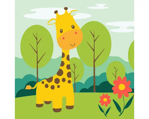 Картина за номерами Веселий жирафчик розміром 20х20 см Strateg (HH5780)