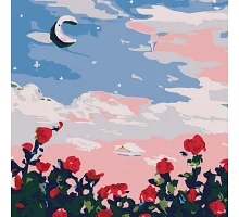Картина за номерами Місяць в трояндах розміром 20х20 см Strateg (HH5119)