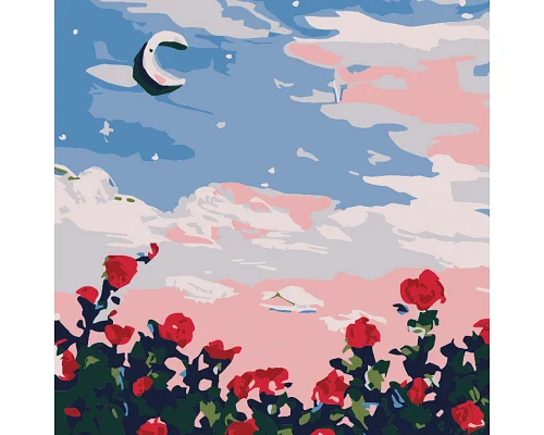 Картина за номерами Місяць в трояндах розміром 20х20 см Strateg (HH5119)