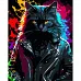 Картина за номерами Брутальний кіт у курточці на чорному фоні розміром 40х50 см Strateg (AH1015)