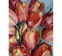 Картина за номерами Дивовижні тюльпани з лаком та з рівнем розміром 40х50 см Strateg (GS1396)