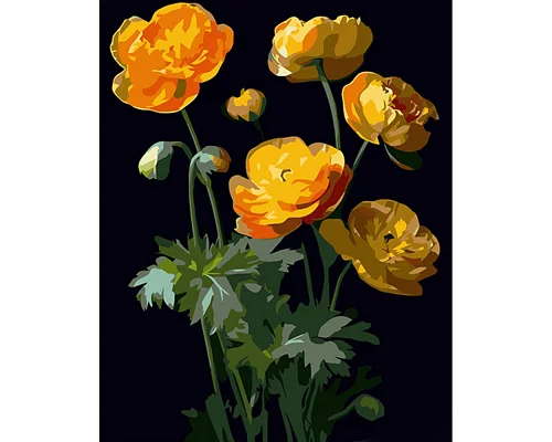 Картина за номерами Жовті квітки на чорному фоні розміром 40х50 см Strateg (AH1003)