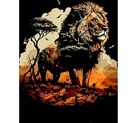 Картина за номерами Король лев на чорному фоні розміром 40х50 см Strateg (AH1022)