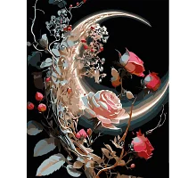 Картина за номерами Місяць у трояндах на чорному фоні розміром 40х50 см Strateg (AH1004)