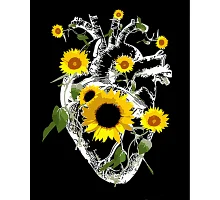 Картина за номерами Серце серед соняхів на чорному фоні розміром 40х50 см Strateg (AH1028)