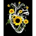 Картина за номерами Серце серед соняхів на чорному фоні розміром 40х50 см Strateg (AH1028)