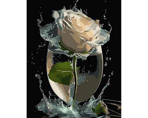 Картина за номерами Троянда у скляній вазі на чорному фоні розміром 40х50 см Strateg (AH1001)