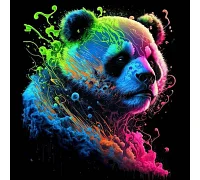 Картина за номерами Яскрава панда на чорному фоні розміром 40х40 см Strateg (AV4040-15)
