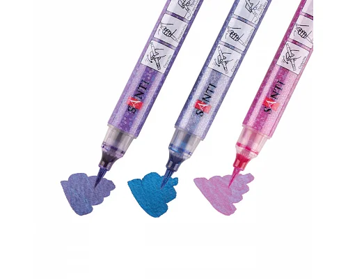 Набір маркерів акварельних Glitter Brush відтінки фіолетового 3 шт/уп. Santi (390770)