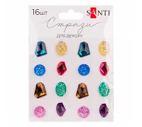 Стрази самоклеючі Diamonds різнокольорові 16 шт Santi (743021)
