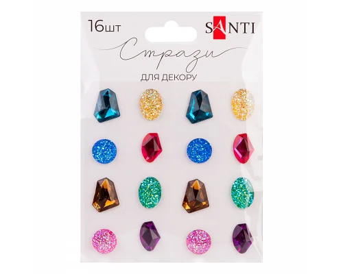 Стрази самоклеючі Diamonds різнокольорові 16 шт Santi (743021)