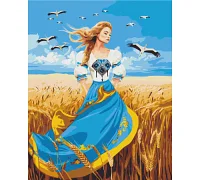 Картина по номерам Девушка в патриотическом платье 40*50 см Оригами (LW32580)