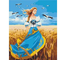 Картина за номерами Дівчина в патріотичній сукні 40*50 см Орігамі (LW32580)