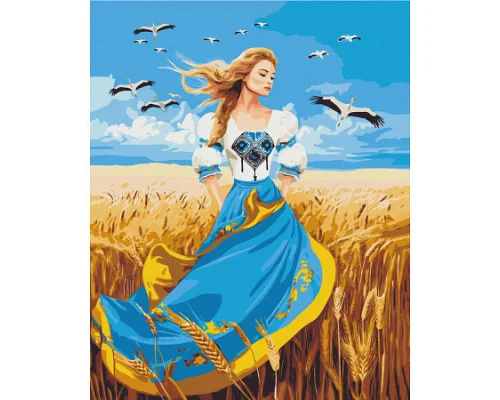 Картина по номерам Девушка в патриотическом платье 40*50 см Оригами (LW32580)