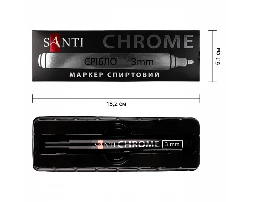 Реставрационный карандаш хром для авто и металла Chrome 1 мм серебро Santi (390775А)