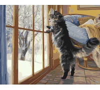 Картина за номерами Зимовий котик 40*50 см Орігамі 0LW31340)
