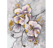 Картина по номерам Орхидеи с красками металлик золото 40*50 см Оригами (LW30090)