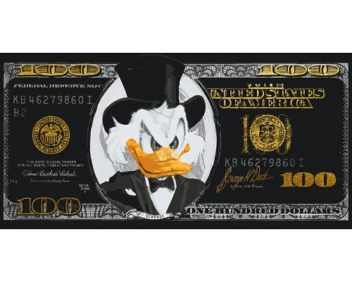 Картина по номерам  Скрудж Макдак Черный доллар С красками металлик(золотые) 40*80 см Оригами (LW 3287)