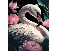 Картина за номерами Фламинго в цветах на чорном фоне 40х50 см Strateg (AH1043)