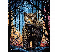 Картина за номерами Леопард на полюванні на чорному фоні 40х50 см Strateg (AH1063)