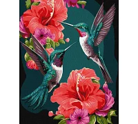 Картина по номерам Изумрудные колибри с красками металлик 40x50 Идейка (KHO6581)