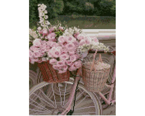 Алмазна мозаїка Strateg Велосипед із квітами 30х40 см Strateg HX138