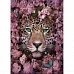 Алмазна мозаїка Strateg Леопард у квітах без підрамника 30х40 см Strateg (GD84598)