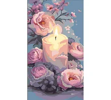 Картина за номерами Букет ніжних квітів зі свічкою 50х25 см Strateg (WW219)
