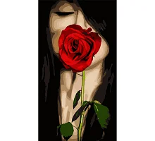 Картина за номерами Жінка з трояндою 50х25 см Strateg (WW210)