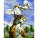 Картина за номерами Кіт з ромашкою з лаком 40х50 см Strateg VA-0976